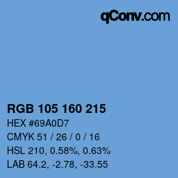 カラーコード: RGB 105 160 215 | qconv.com