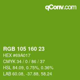 Color code: RGB 105 160 23 | qconv.com