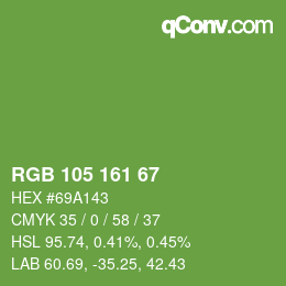 Color code: RGB 105 161 67 | qconv.com