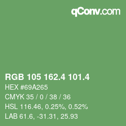 カラーコード: RGB 105 162.4 101.4 | qconv.com
