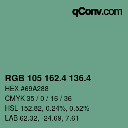 カラーコード: RGB 105 162.4 136.4 | qconv.com
