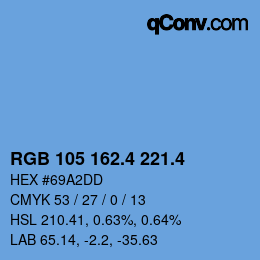 カラーコード: RGB 105 162.4 221.4 | qconv.com
