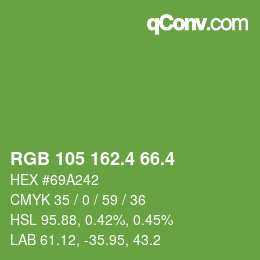 カラーコード: RGB 105 162.4 66.4 | qconv.com
