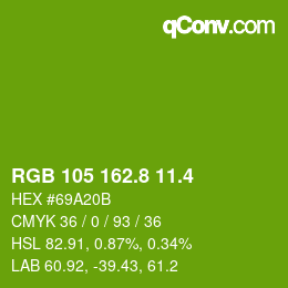 カラーコード: RGB 105 162.8 11.4 | qconv.com