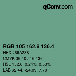 カラーコード: RGB 105 162.8 136.4 | qconv.com