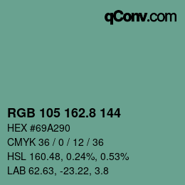 Color code: RGB 105 162.8 144 | qconv.com