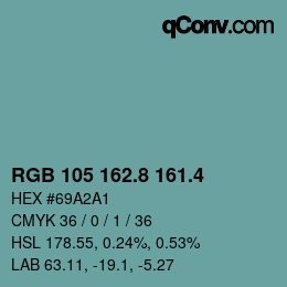 カラーコード: RGB 105 162.8 161.4 | qconv.com