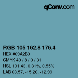 カラーコード: RGB 105 162.8 176.4 | qconv.com