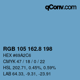 カラーコード: RGB 105 162.8 198 | qconv.com
