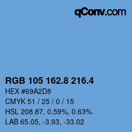 カラーコード: RGB 105 162.8 216.4 | qconv.com