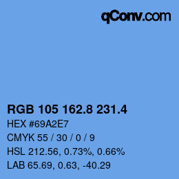 カラーコード: RGB 105 162.8 231.4 | qconv.com