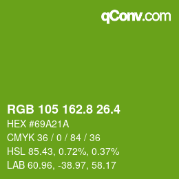 カラーコード: RGB 105 162.8 26.4 | qconv.com