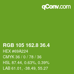 カラーコード: RGB 105 162.8 36.4 | qconv.com
