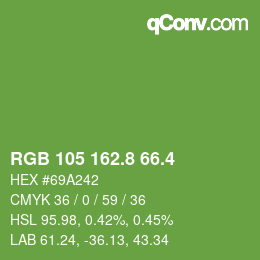 カラーコード: RGB 105 162.8 66.4 | qconv.com