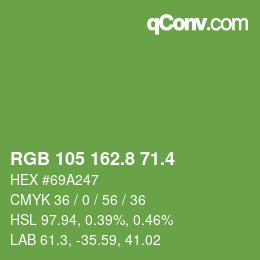 カラーコード: RGB 105 162.8 71.4 | qconv.com