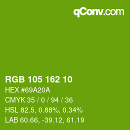 カラーコード: RGB 105 162 10 | qconv.com