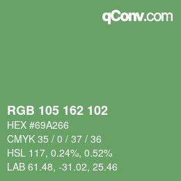 Color code: RGB 105 162 102 | qconv.com