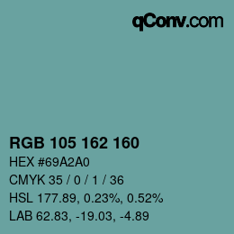 Color code: RGB 105 162 160 | qconv.com