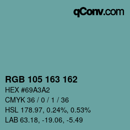 Color code: RGB 105 163 162 | qconv.com