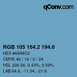 カラーコード: RGB 105 164.2 194.6 | qconv.com