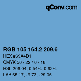 カラーコード: RGB 105 164.2 209.6 | qconv.com