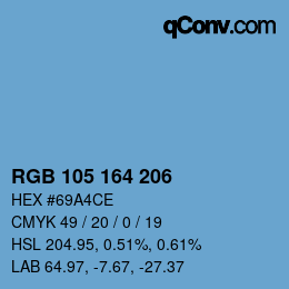 Color code: RGB 105 164 206 | qconv.com