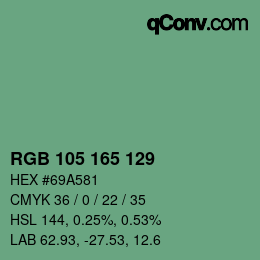 Código de color: RGB 105 165 129 | qconv.com
