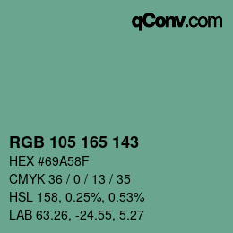 Color code: RGB 105 165 143 | qconv.com