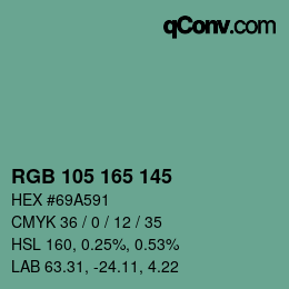 Farbcode: RGB 105 165 145 | qconv.com