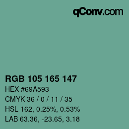 Farbcode: RGB 105 165 147 | qconv.com