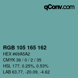 Color code: RGB 105 165 162 | qconv.com