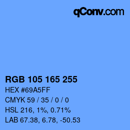 Color code: RGB 105 165 255 | qconv.com