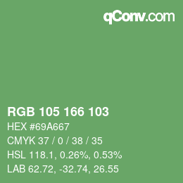 Color code: RGB 105 166 103 | qconv.com