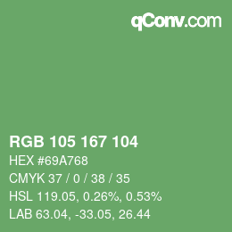 Color code: RGB 105 167 104 | qconv.com