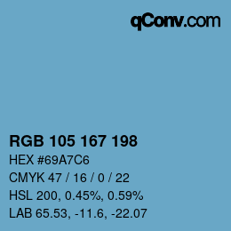 Color code: RGB 105 167 198 | qconv.com