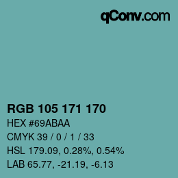 Color code: RGB 105 171 170 | qconv.com