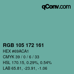 Farbcode: RGB 105 172 161 | qconv.com