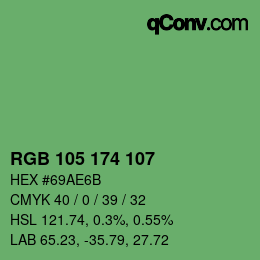 カラーコード: RGB 105 174 107 | qconv.com