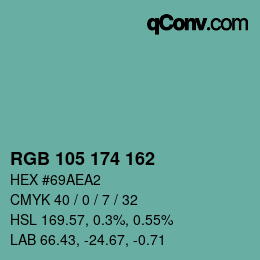 Color code: RGB 105 174 162 | qconv.com