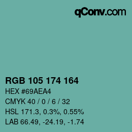 Color code: RGB 105 174 164 | qconv.com