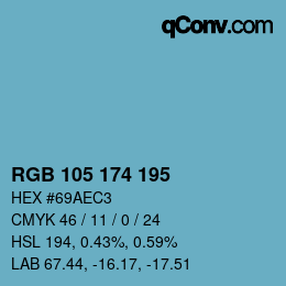 Color code: RGB 105 174 195 | qconv.com