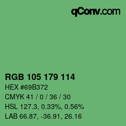 カラーコード: RGB 105 179 114 | qconv.com