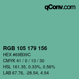 Farbcode: RGB 105 179 156 | qconv.com