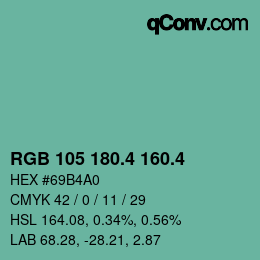 カラーコード: RGB 105 180.4 160.4 | qconv.com