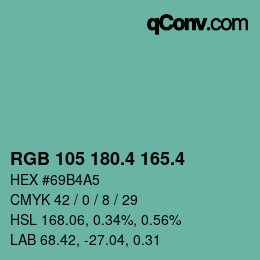 カラーコード: RGB 105 180.4 165.4 | qconv.com