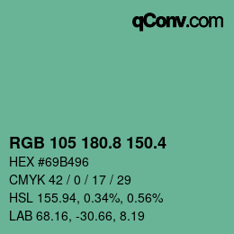 カラーコード: RGB 105 180.8 150.4 | qconv.com