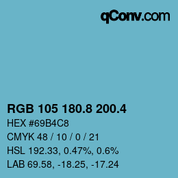カラーコード: RGB 105 180.8 200.4 | qconv.com