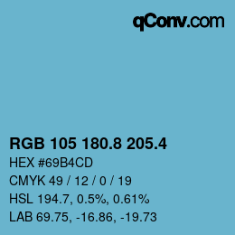 カラーコード: RGB 105 180.8 205.4 | qconv.com