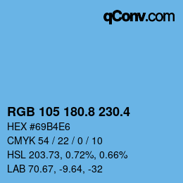 カラーコード: RGB 105 180.8 230.4 | qconv.com