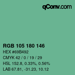 Color code: RGB 105 180 146 | qconv.com